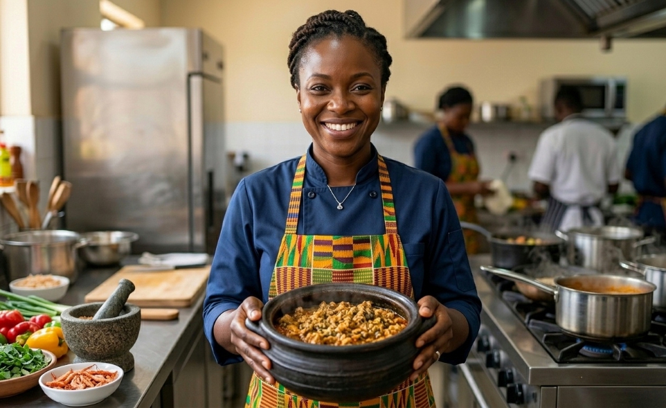 Chef preparing Nigerian food